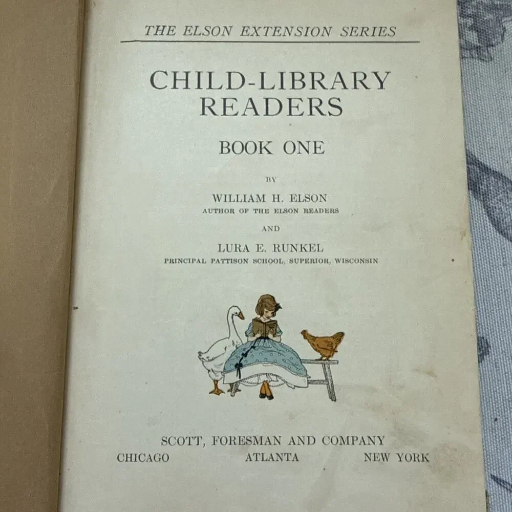 Vtg Antique 1924 Child Library Readers Book One Elson Color Illustrations